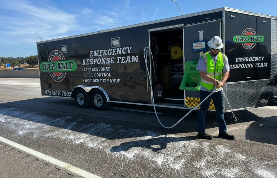 Spill response and remediation of the affected road