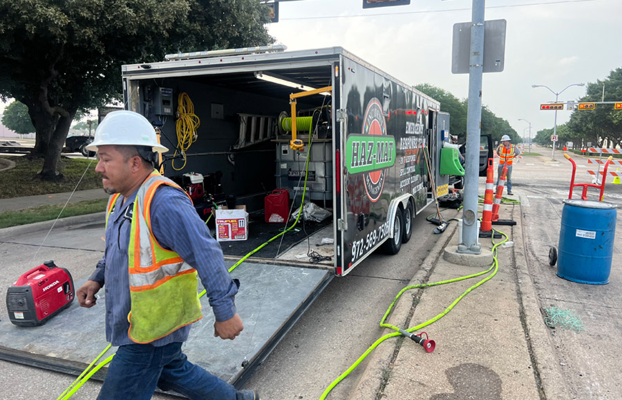 Emergency spill response in Lewisville, Texas