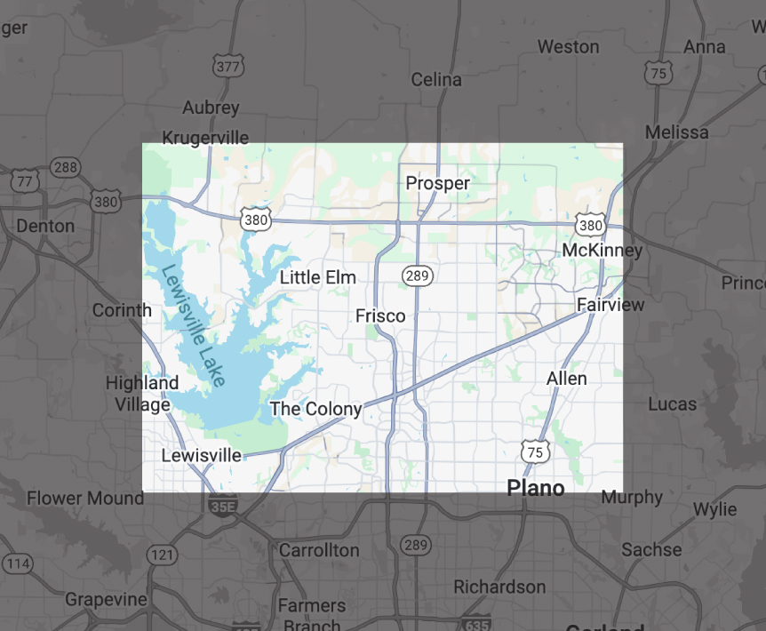Service area map of Frisco, TX