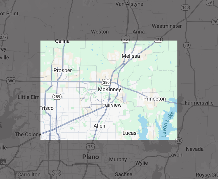 Service area map of McKinney, TX